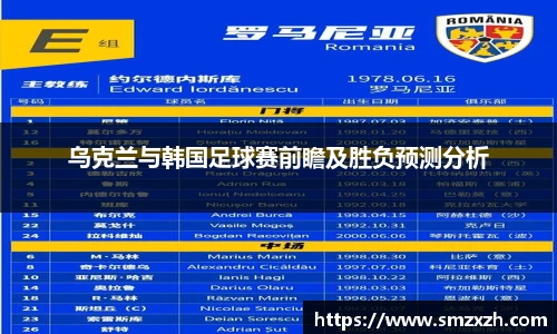 乌克兰与韩国足球赛前瞻及胜负预测分析